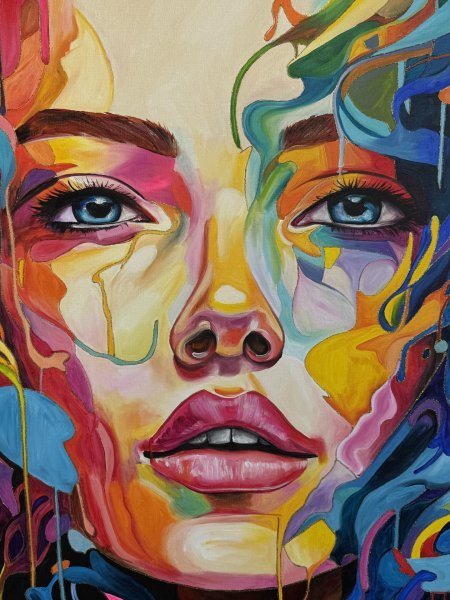 Additional view 1: Contemporary Art Portrait Painting Hydra evolution II by painter Sabrina Seck acrylic canvas 