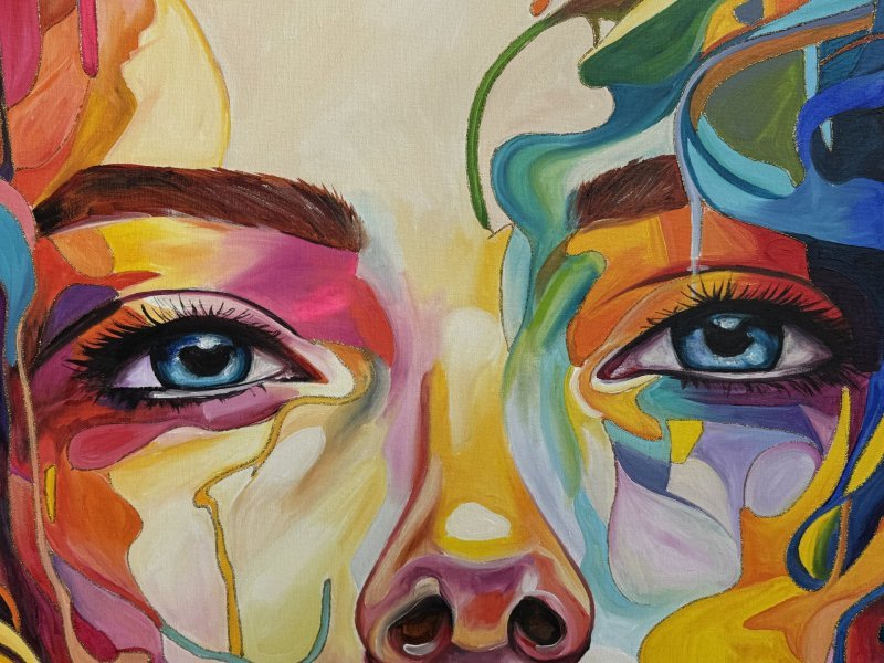 Additional view 5: Contemporary Art Portrait Painting Hydra evolution II by painter Sabrina Seck acrylic canvas 