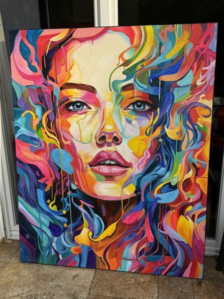 Additional view 8: Contemporary Art Portrait Painting Hydra evolution II by painter Sabrina Seck acrylic canvas 