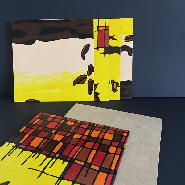 Additional view 3: Abstract Flower Painting Autumn Flower: Modular Abstraction by painter #artdjartem acrylic wood 