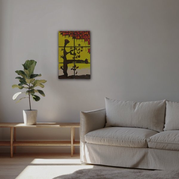 Additional view 7: Abstract Flower Painting Autumn Flower: Modular Abstraction by painter #artdjartem acrylic wood 