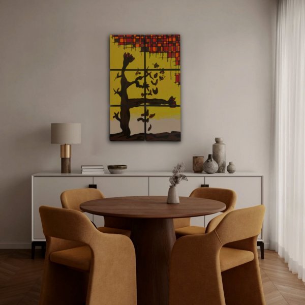 Additional view 8: Abstract Flower Painting Autumn Flower: Modular Abstraction by painter #artdjartem acrylic wood 