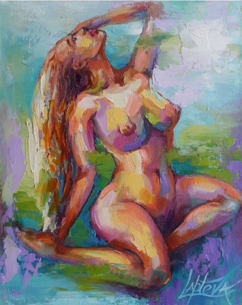 Additional view 1: Impressionism Nude Painting Bather by painter Viktoria Lapteva oil canvas 