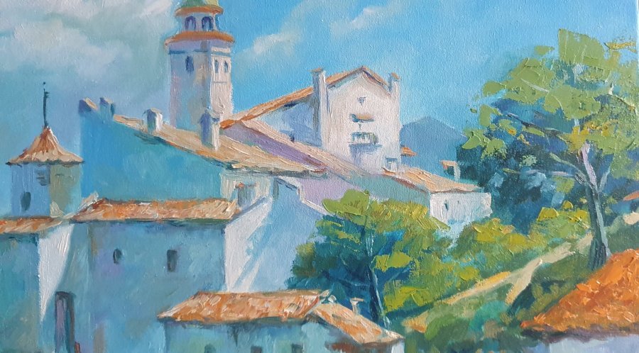 Additional view 1: Realism Marine Art Painting Sunny Bay by painter Oksana Potomkina oil canvas 