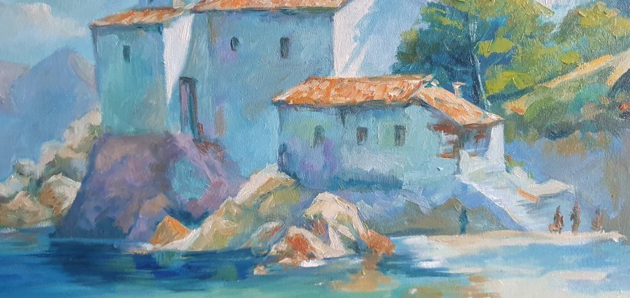 Additional view 2: Realism Marine Art Painting Sunny Bay by painter Oksana Potomkina oil canvas 