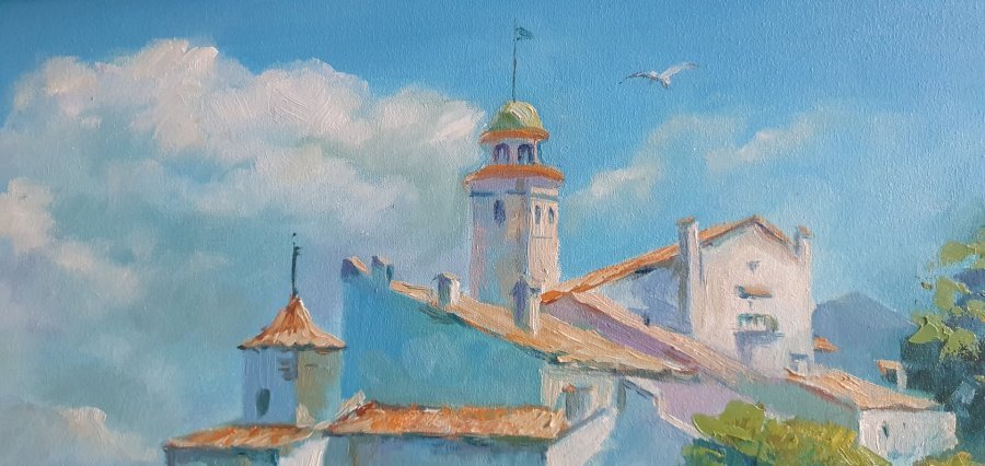 Additional view 3: Realism Marine Art Painting Sunny Bay by painter Oksana Potomkina oil canvas 