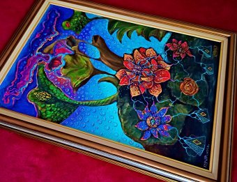 Painting "KEPLER 452b - BEYOND DALI" by painter ANGEL PIANGELO mixed method wood at Jose Art Gallery