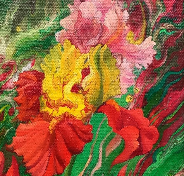 Additional view 3: Expressionism Flower Painting Red irises by painter Lana Korolievskaia oil canvas 