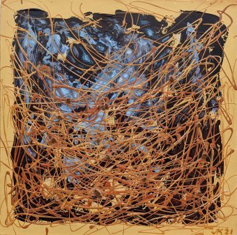 Pittura "Nido dei sogni a base di erbe in forma astratta", pittore Lena Kolambet acrilico tela alla Jose Art Gallery