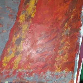 Painting "Red Rock Under Southern Sun" by painter Elmir Tatar acrylic canvas at Jose Art Gallery