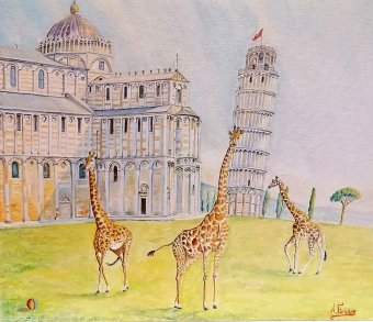 Pintura "Elegancia en comparación", pintor Angelo Ferro óleo cartulina en Jose Art Gallery