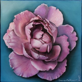 Pittura "L'ultima rosa", pittore Emanuela De Petrillo olio tela alla Jose Art Gallery