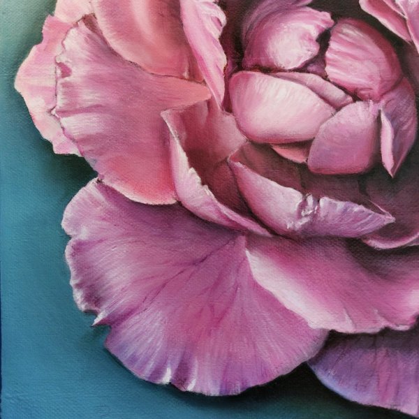 Additional view 2: Figurative Still-Life Painting The Last Rose by painter Emanuela De Petrillo oil canvas 