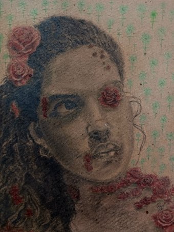 Grafica "Non essere un altro fiore", illustratore Reinier García tecnica mista cartone alla Jose Art Gallery