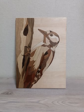 Скульптура "Дятел. Искусство Маркетри и Текстуры", скульптор Дмитрий Woodimaster Дерево в Jose Art Gallery