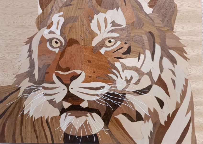 Tiger Inlay: The Art of Marquetry 2025 Painting by Dmitriy Woodimaster