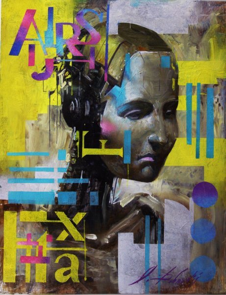 Additional view 1: Surrealism Portrait Painting STRANGER GN3. by painter Dobrodiy Alexandr oil plastic 