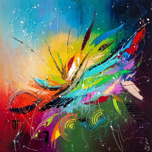 Abstract Interior Painting Energy of Creation by painter Liubov Kuptsova oil canvas 