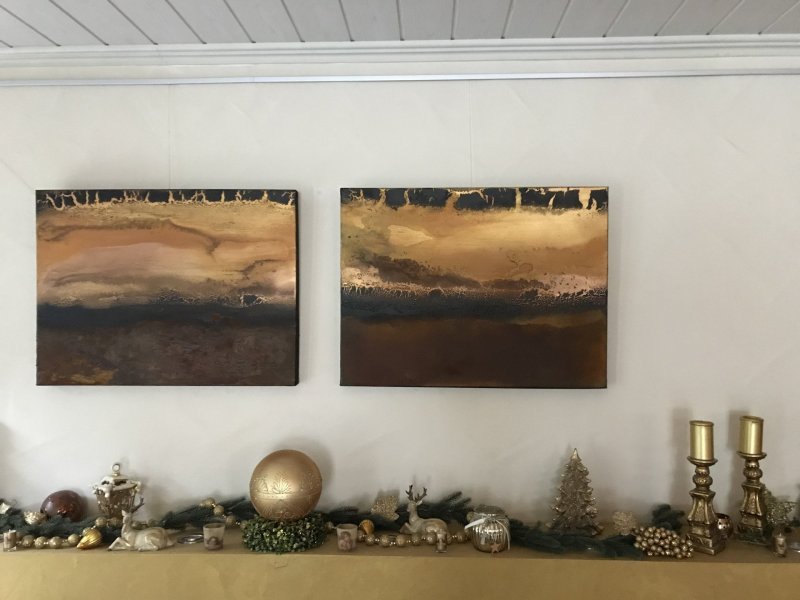 Additional view 1: Abstract Interior Painting Autunno XII by painter Marion Kotyba mixed method canvas 