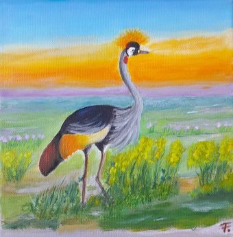 Malarstwo "Crowned Gable: Birds Inspiring Admiration", malarz Fa Ley akryl płótno w Jose Art Gallery