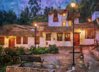 Маленьке містечко вночі