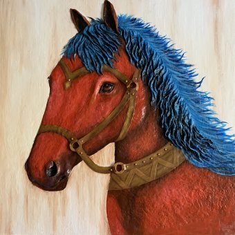 Живопись "Синегривый: Гармония Силы и Мечты", живописец Елена Калмык смешанная техника дерево в Jose Art Gallery