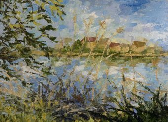 Peinture "Rivière Omelianivka", peintre Benny huile bois à la Jose Art Gallery