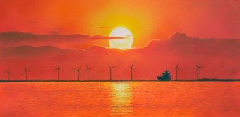 Painting "A sunset over the Berdyansk skyline" by painter SG oil canvas at Jose Art Gallery