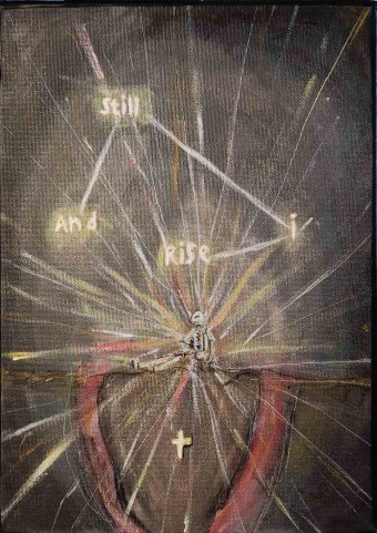 Pittura "E ancora mi alzo", pittore Lix acrilico tela alla Jose Art Gallery