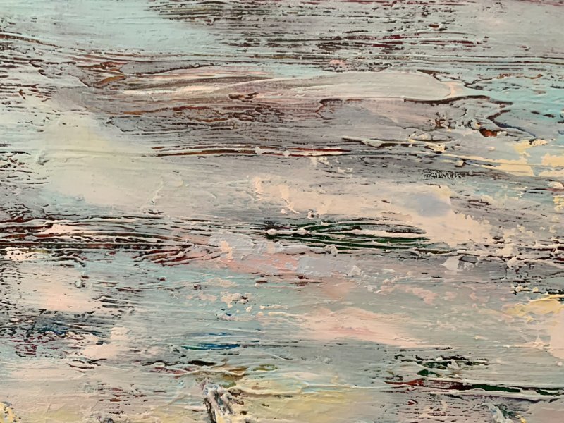 Additional view 9: Expressionism Marine Art Painting Serenity by the Sea by painter Dora Kalinova oil canvas 