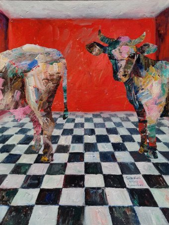 Painting "Modern Museum Art" by painter Sergey Kurylenko acrylic canvas at Jose Art Gallery