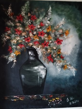 Живопись "Ночной букет", живописец Olga Shafiullina акрил ткань в Jose Art Gallery