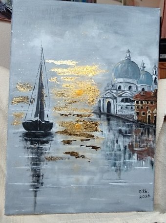 Painting "The Lonely Wanderer: In Search of the Road Home" by painter Olga Shafiullina watercolor fabric at Jose Art Gallery