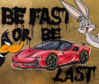 Painting "Be Fast or Be Last" by painter Anna Fateeva acrylic canvas at Jose Art Gallery
