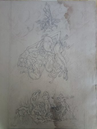 Gráfico "La caída de Faetón Boceto antiguo", ilustrador roberto ferrando lápiz papel en Jose Art Gallery