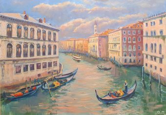 Pintura "El camino de la luz a través de los canales venecianos", pintor Oksana Potomkina óleo lienzo en Jose Art Gallery