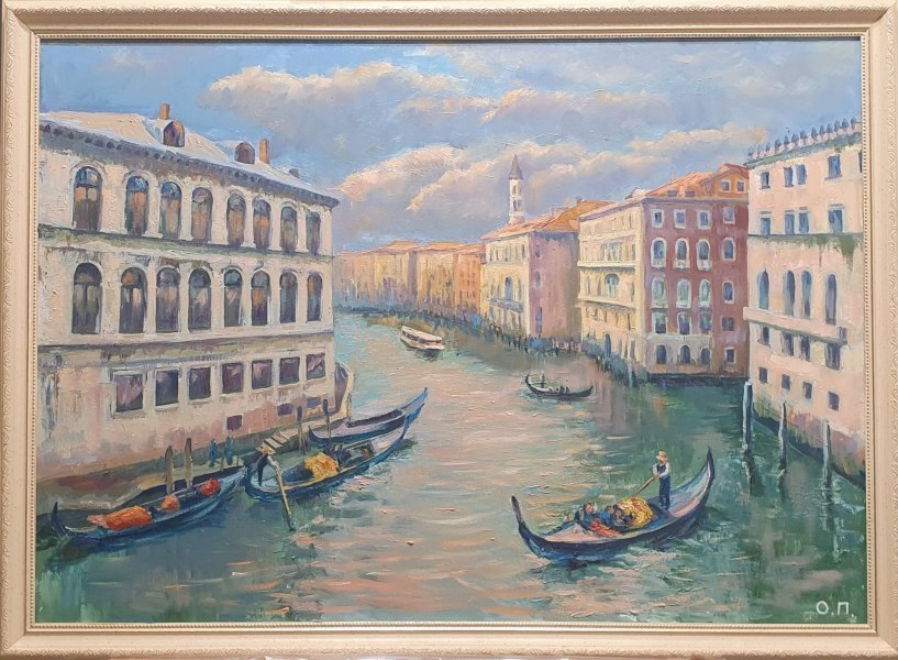Additional view 1: Realism Marine Art Painting The Path of Light Through the Venetian Canals by painter Oksana Potomkina oil canvas 