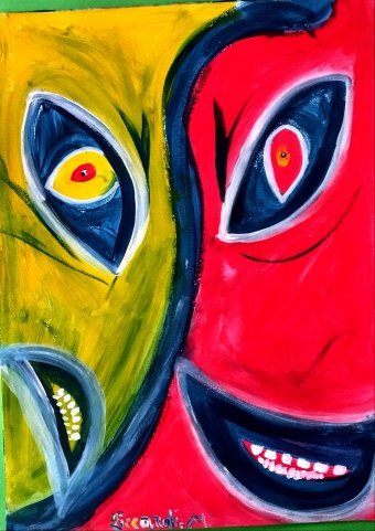 Pittura "L'altro volto della mafia.", pittore Hannibal alchide carta alla Jose Art Gallery