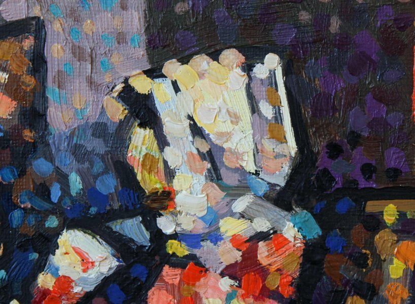 Additional view 1: Post-Impressionism Genre Painting The Glass of Wine by painter Taras Dudka oil canvas 