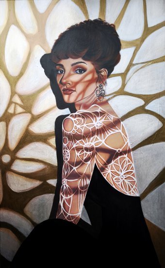 Painting "Golden Light Woman Portrait 2025" by painter GotLen acrylic canvas at Jose Art Gallery