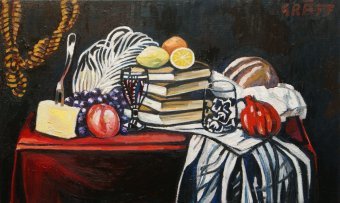 Painting "Big feast" by painter Graeff Matthias Laurenz oil canvas at Jose Art Gallery