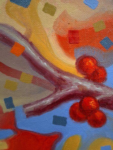 Additional view 2: Surrealism Animal Painting Red Cardinal by painter Serhii Voichenko oil canvas 