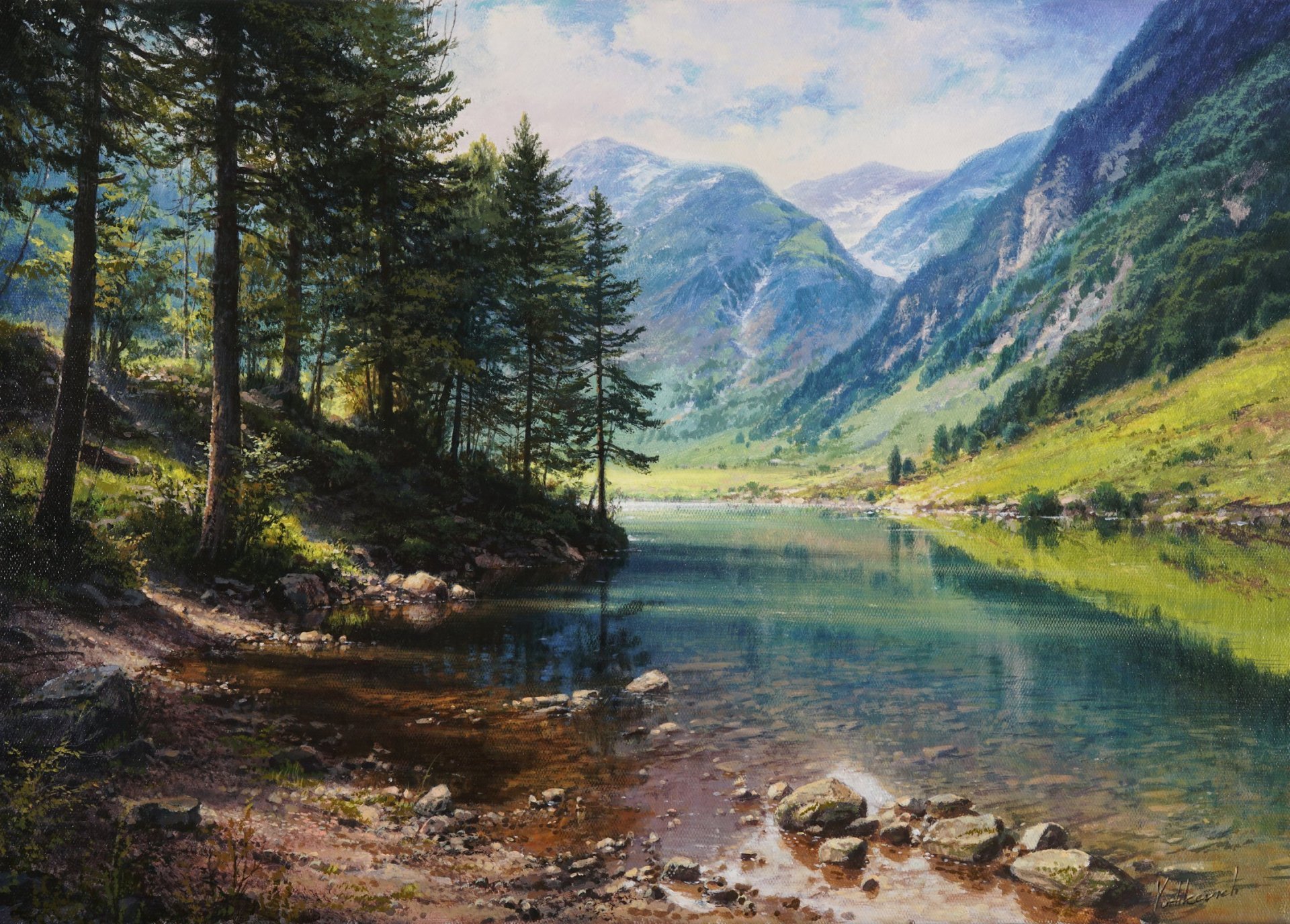 S035 Jytte Mørch ユッテ・モルク Landscape 水彩画 landscape-painting-mountain-