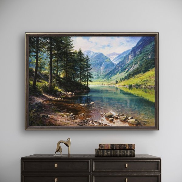 Immagine aggiuntiva 3: Fotorealismo Paesaggio Pittura "Specchio di montagna", pittore Viktar Yushkevich Yuvart acrilico tela 