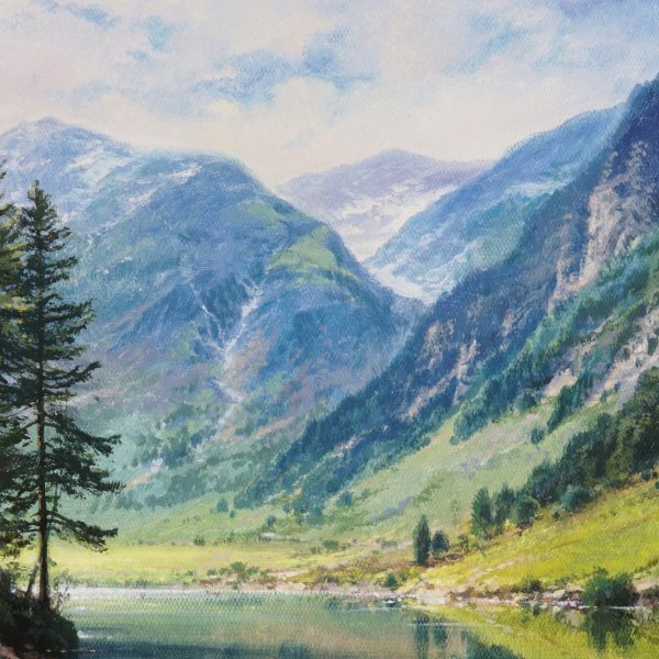 Immagine aggiuntiva 6: Fotorealismo Paesaggio Pittura "Specchio di montagna", pittore Viktar Yushkevich Yuvart acrilico tela 
