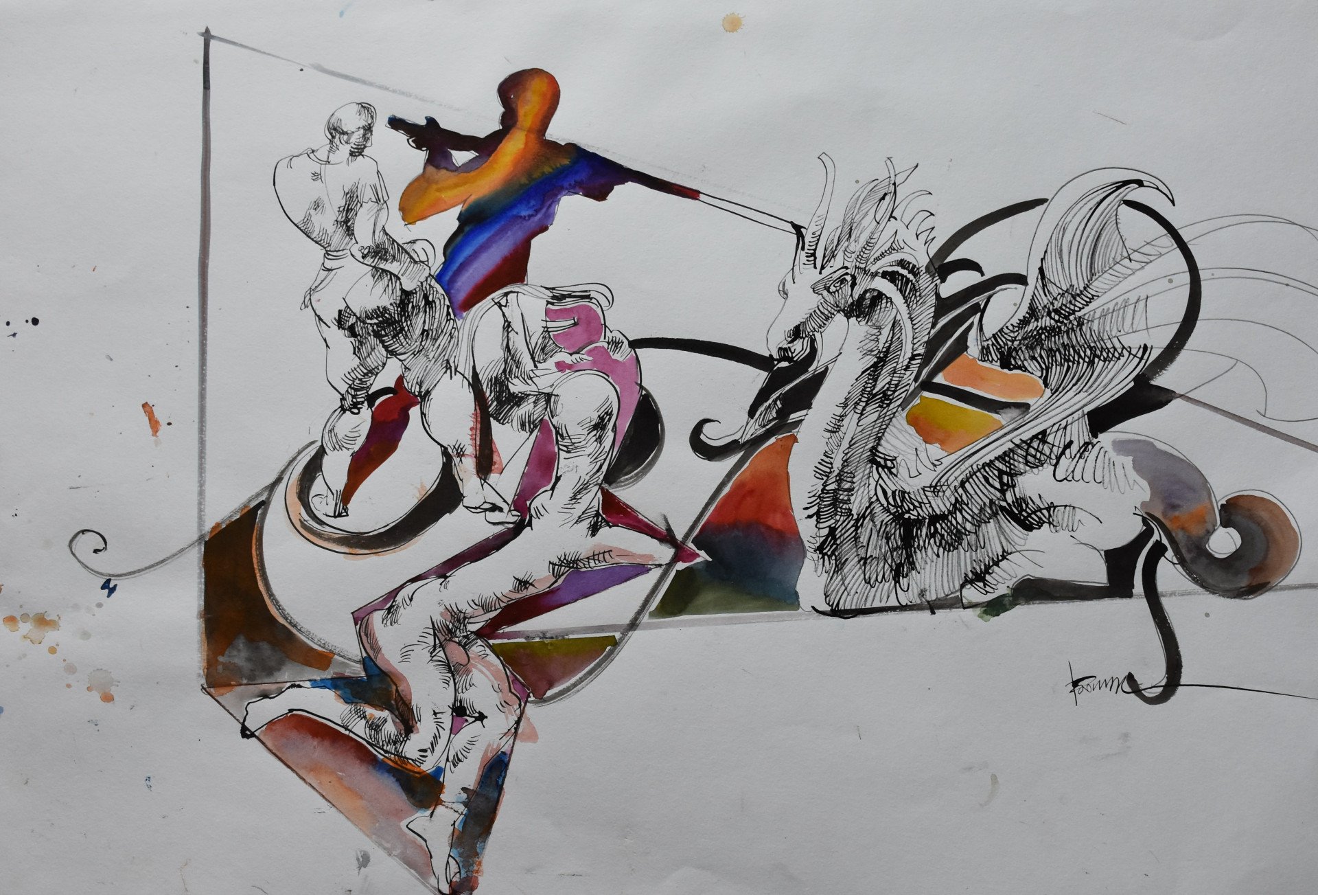 Taming the Dragon - drawing