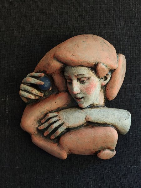 Realism Symbolic Sculpture Blueberry by sculptor Nadiia Otriazha & Fedir Bushmanov Ceramics 