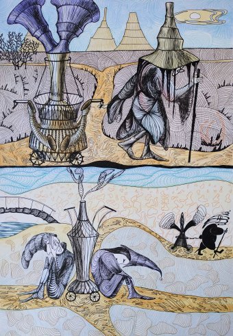 Gráfico "WAYFARERS", ilustrador Yana Dmitrieva tinta papel en Jose Art Gallery