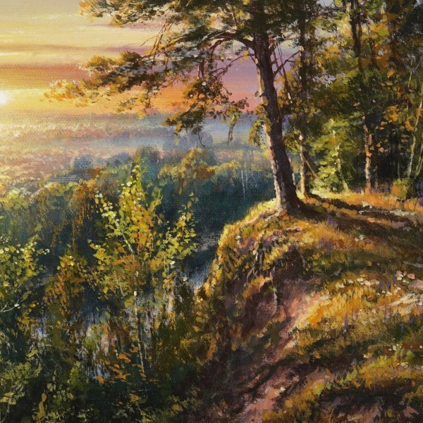 Immagine aggiuntiva 7: Fotorealismo Paesaggio Pittura "Incontro con l'alba", pittore Viktar Yushkevich Yuvart acrilico tela 