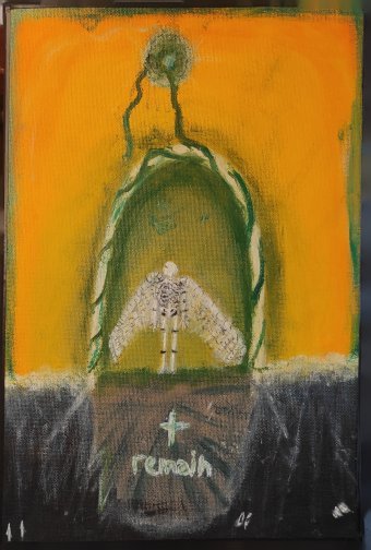 Pittura "Io rimango", pittore Lix acrilico tela alla Jose Art Gallery